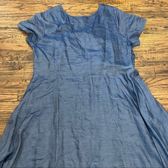 Jessica London Blue Vintage Boho Y2K V-Neck Chambray Fit & Flare Dress - Picture 10 of 10